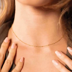 Collier Perline acier doré or