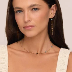 Collier Pierres multicolores acier doré or