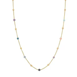 Collier Pierres multicolores acier doré or