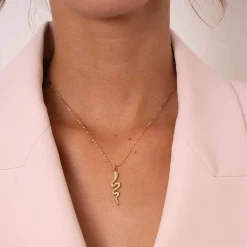 Collier Serpentin acier doré or