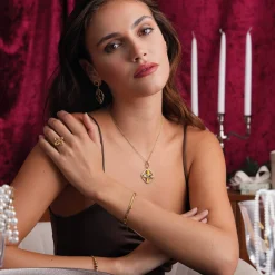 Collier Seville acier doré or ambre