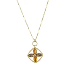 Collier Seville acier doré or ambre