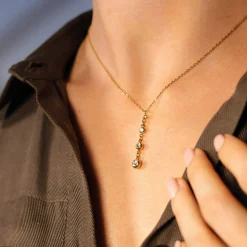 Collier Storia zircons acier doré or