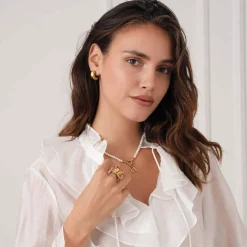 Collier Tahoré Perles nacre acier doré or