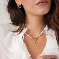 Collier Tahoré Perles nacre acier doré or