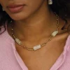 Collier Topia blanc acier doré or