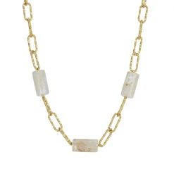 Collier Topia blanc acier doré or