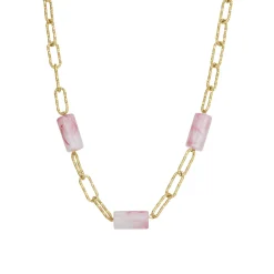 Collier Topia rose acier doré or