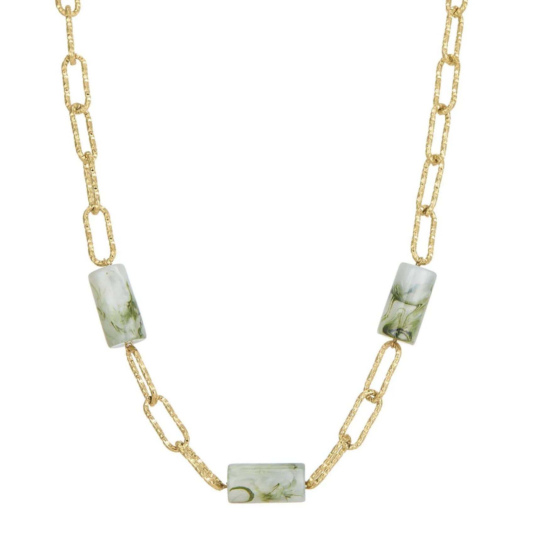 Collier Topia vert acier doré or