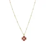 Collier Trefle rose acier doré or