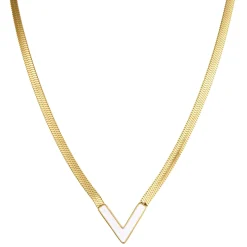 Collier V blanc à maille plate