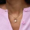 Collier Valéria acier doré or et nacre
