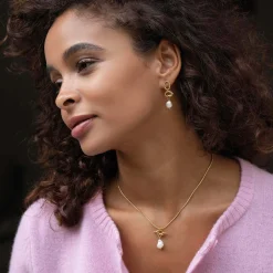 Collier Valéria acier doré or et nacre