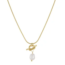 Collier Valéria acier doré or et nacre