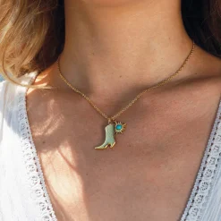 Collier Western acier doré or