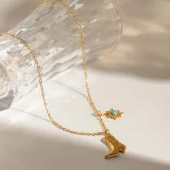 Collier Western acier doré or