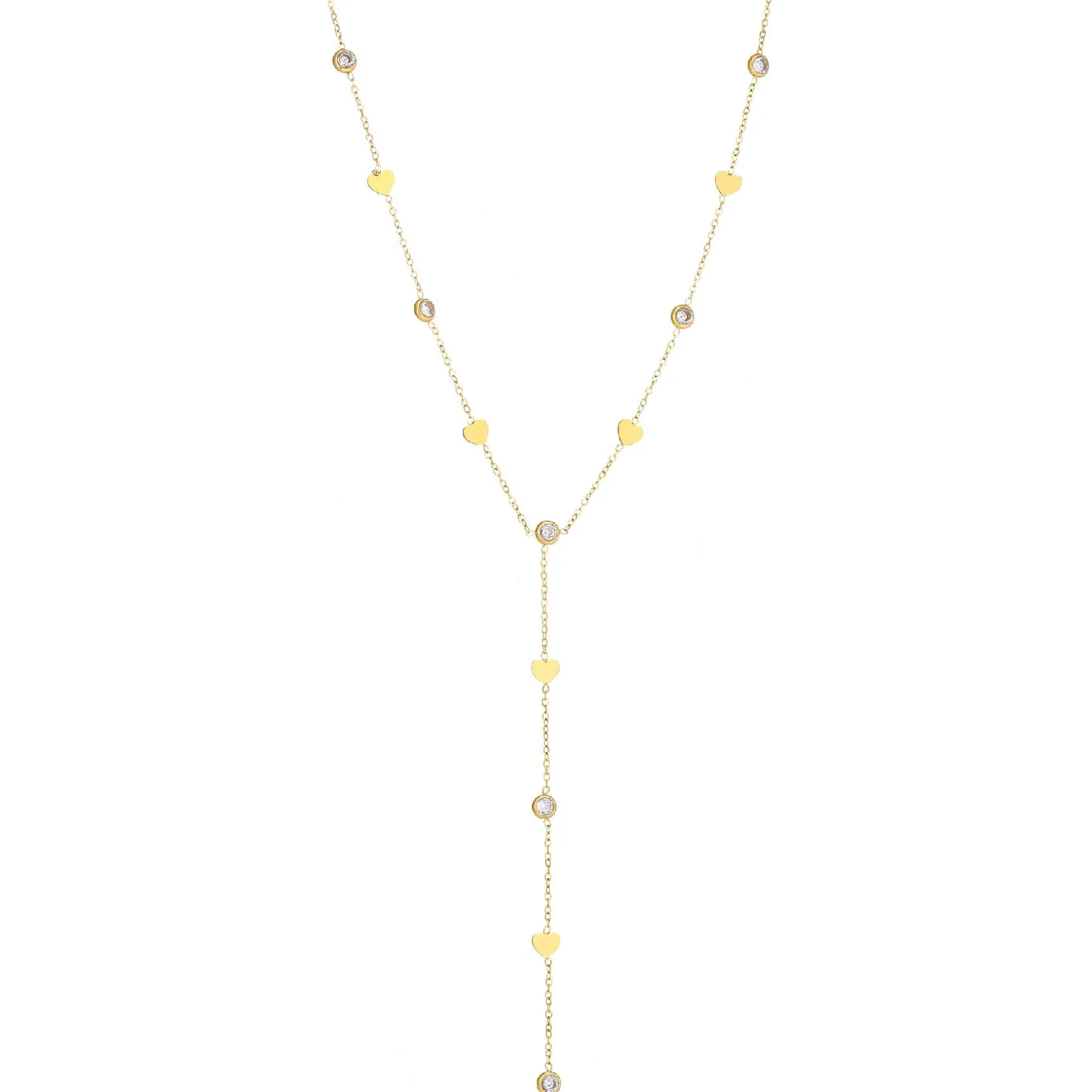 Collier Y Zelie strass coeurs