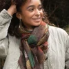 Echarpe Feuilles marron