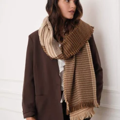 Echarpe pied de poule marron