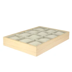 Plateau avec coussins bois et lin 3 niveaux