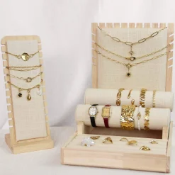Présentoir bois et lin BRACELETS OU COLLIERS
