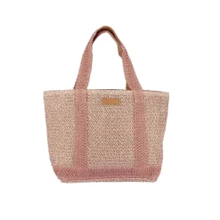 Sac à main paille pampelone rose