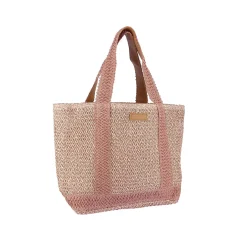 Sac à main paille pampelone rose