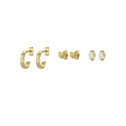 Set 3 boucles Celeste acier doré or