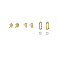 Set 3 paires de boucles Aténa acier doré or